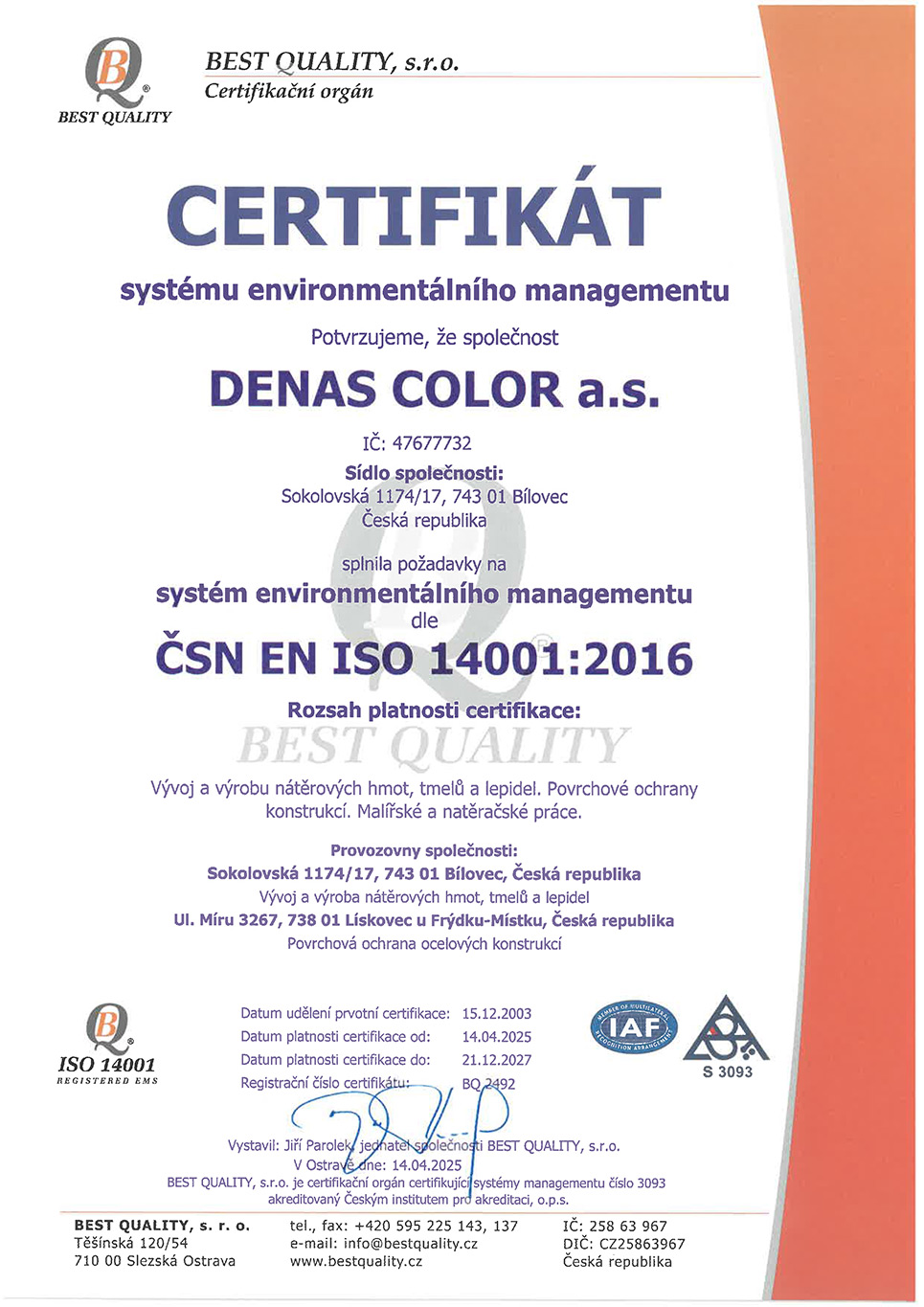 Certifikát 2025 2027
